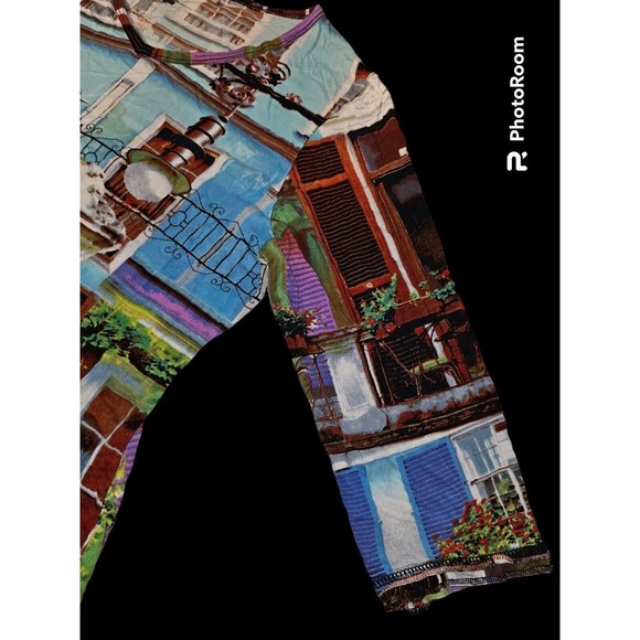 Orientique Naturally Art Deco Tunic Blouse Shirt Top Popover Scenery Womens M - Picture 6 of 12